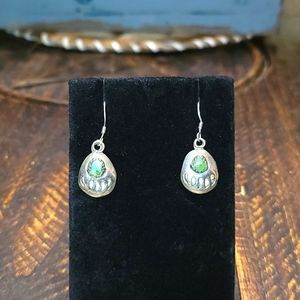 Vintage Green Turquoise Bear Claw Earrings